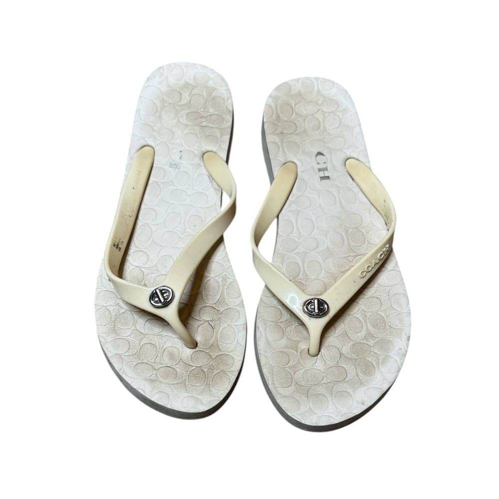 COACH Women's Cream Flip Flops